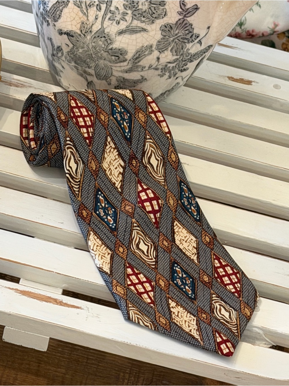 Vintage Churchill Collection Art Deco Patterned Tie. Men’s-57” Modern Eclectic